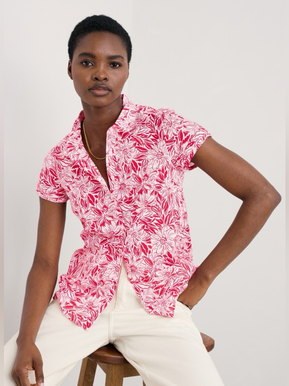 seasalt cornwall organic cotton button up lightweight summer floral blouse